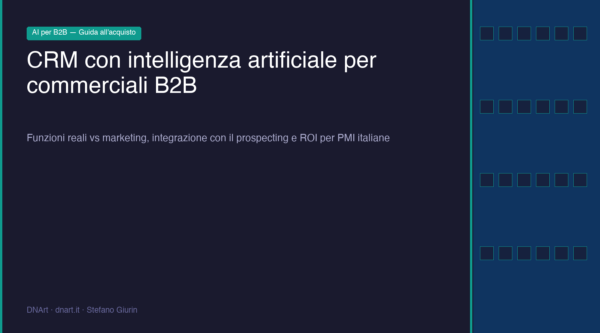 Dashboard di un CRM con AI che mostra pipeline di vendita, lead score e suggerimenti per il commerciale