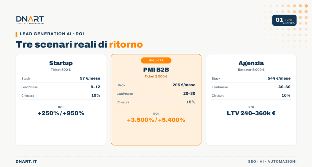 Il ritorno della lead generation AI in tre scenari reali.