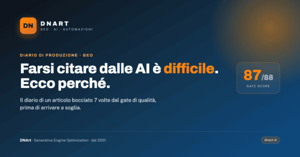 Gate di qualità DNArt: score 87 su 88 per la citabilità AI