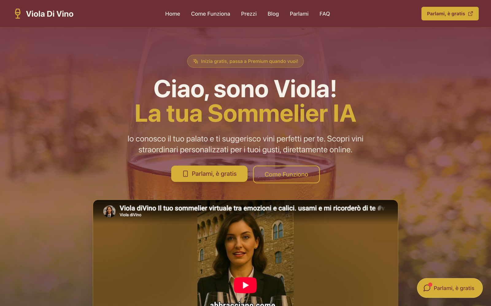 Home di Viola di Vino: Ciao sono Viola, la tua Sommelier IA